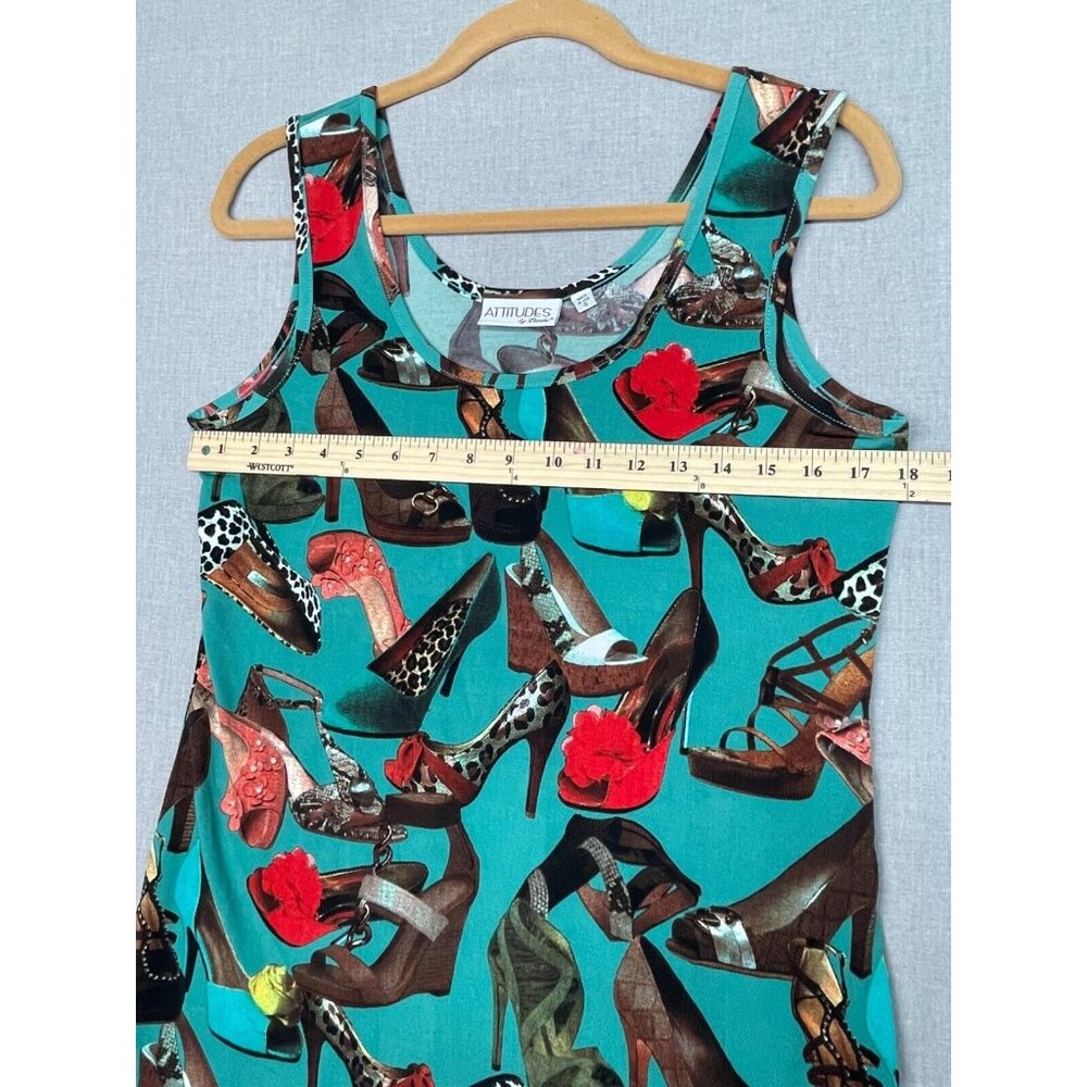 Attitudes by Renee Women's Multicolored Stiletto Print Scoop Neck Blouse S USED - Picture 3 of 5